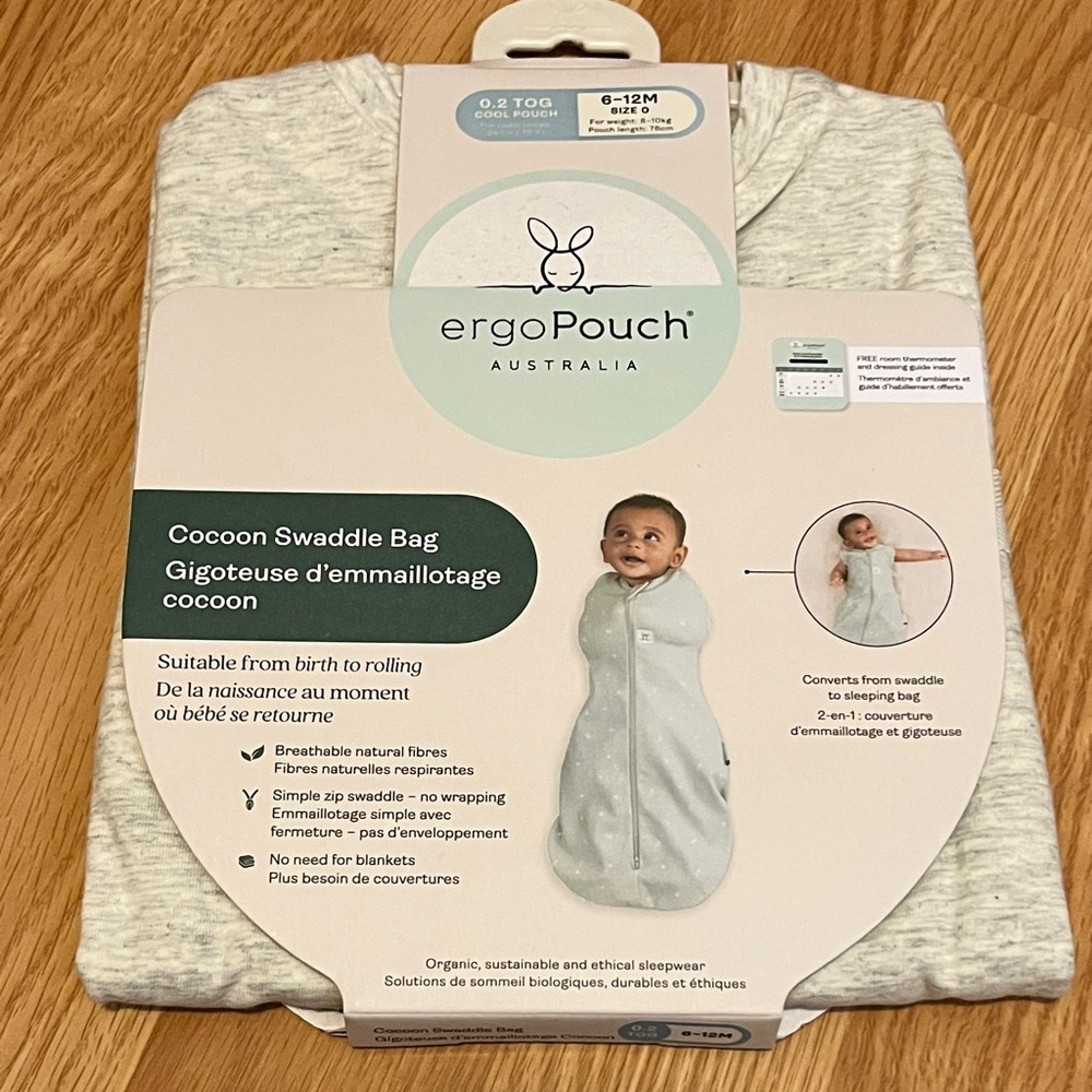 ErgoPouch Gray Cocoon Swaddle Bag 6-12 Months